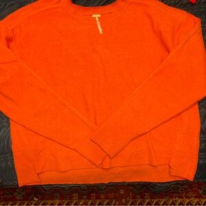 Free People Women’s Vibrant Coral Crewneck Sweater